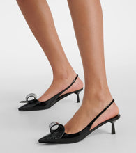 Prada Embellished patent leather slingback pumps