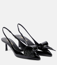 Prada Embellished patent leather slingback pumps - Prada 缀饰漆皮露跟高跟鞋