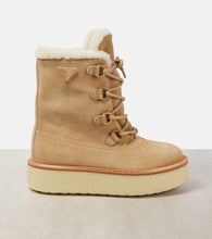 Prada Evolve shearling-lined suede lace-up boots