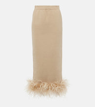 Prada Feather-trimmed cotton midi skirt - Prada羽毛饰边棉质中长裙