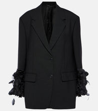Prada Feather-trimmed wool blazer - Prada 羽毛饰边羊毛西装外套