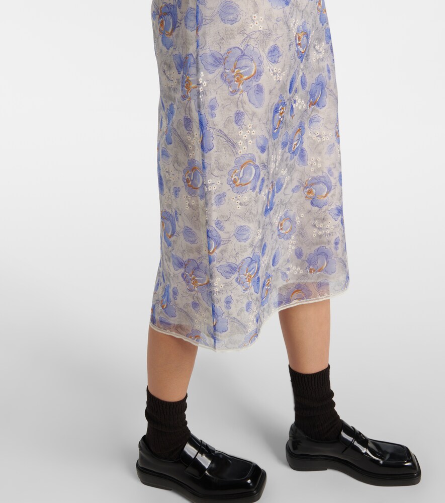 Prada Floral sheer chiffon pencil skirt