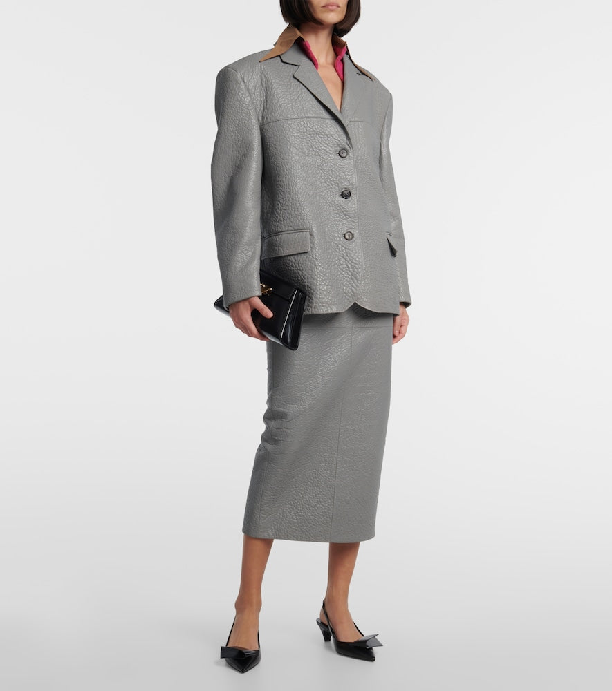 Prada High-rise leather pencil skirt