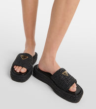 Prada Logo espadrille slides