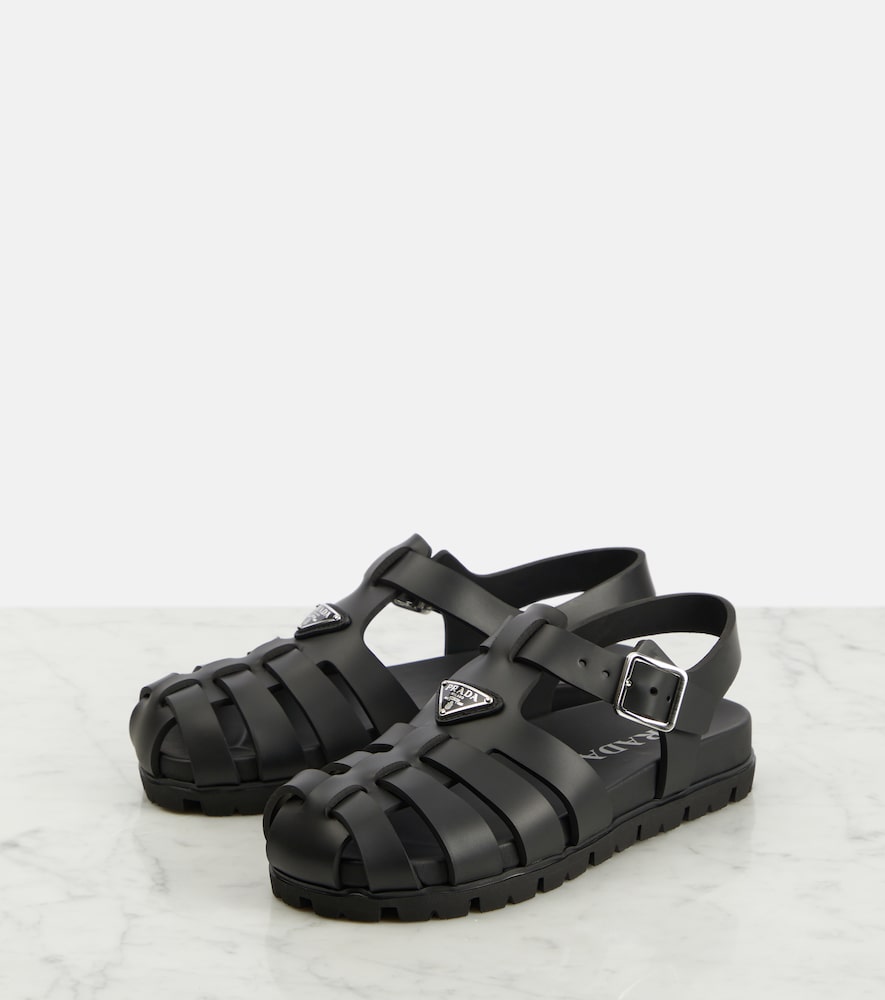 Prada Logo fisherman sandals