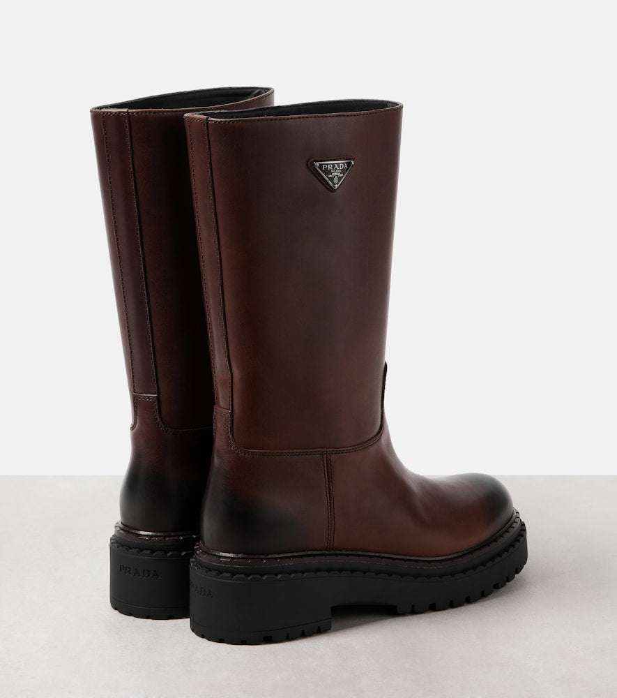 Prada Logo leather boots