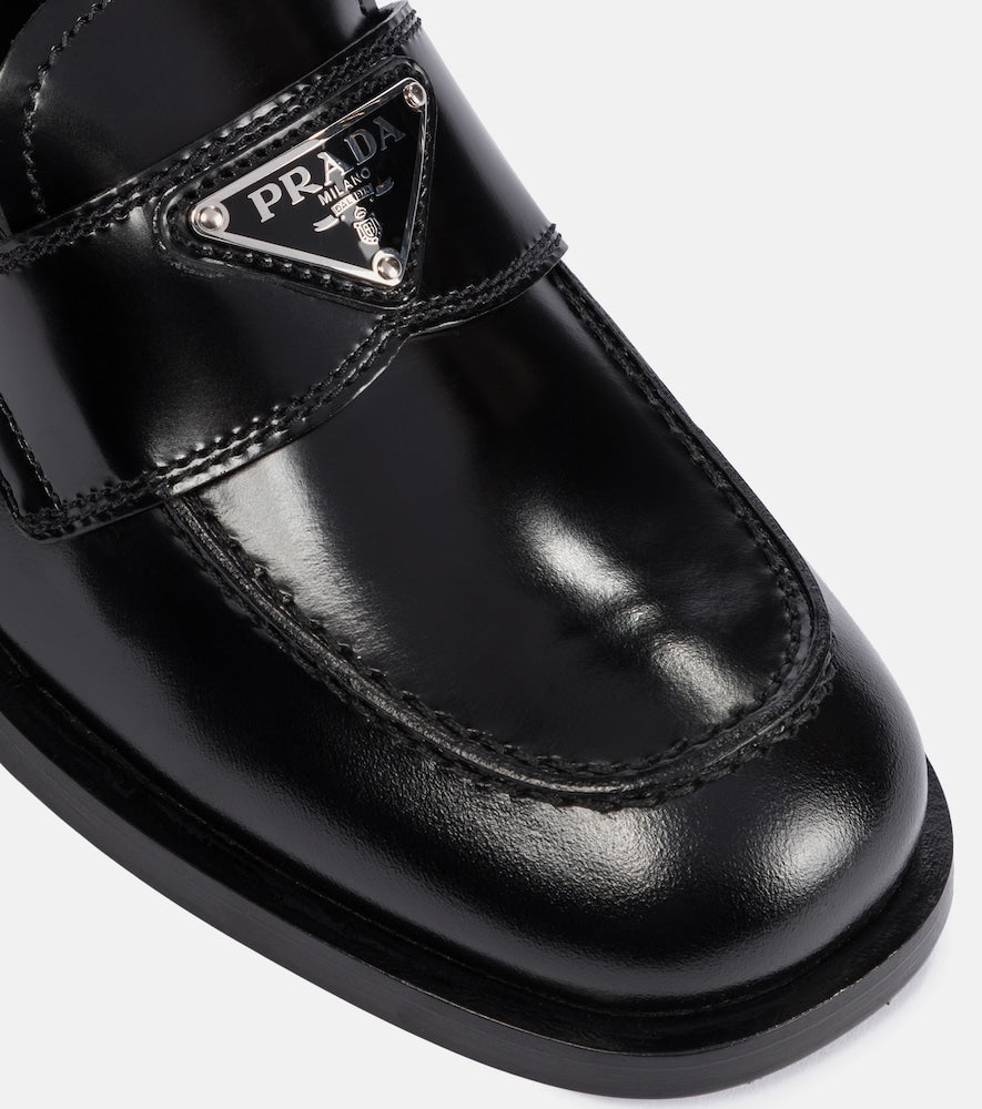 Prada Logo leather loafers
