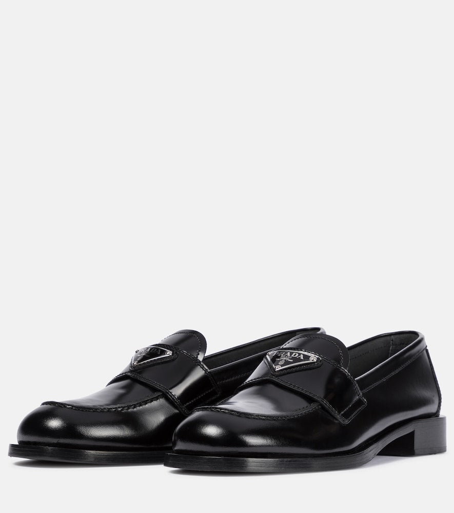 Prada Logo leather loafers