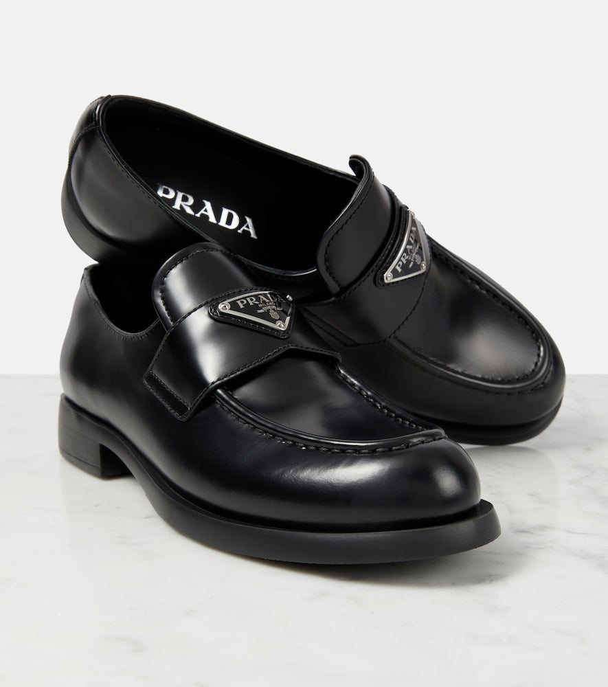 Prada Logo leather loafers