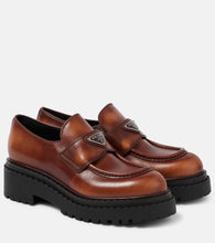 Prada Logo leather platform loafers - Prada Logo 皮革厚底乐福鞋
