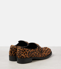 Prada Logo leopard-print calf hair loafers