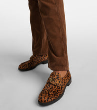 Prada Logo leopard-print calf hair loafers