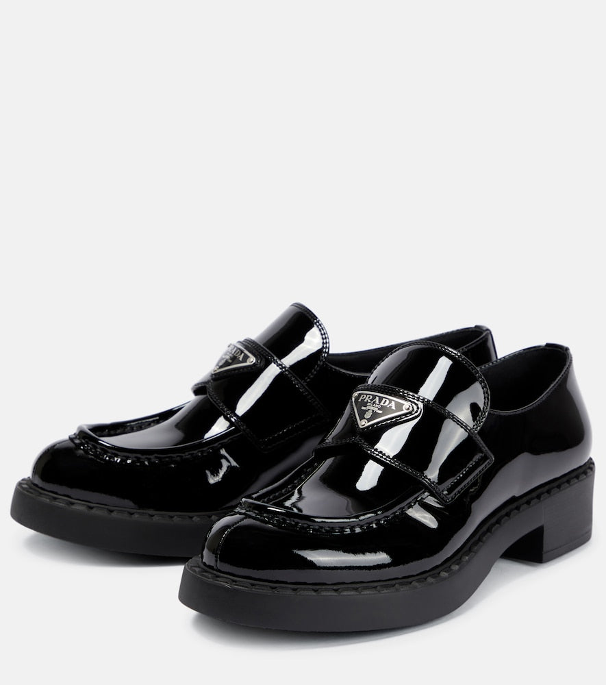 Prada Logo patent leather loafers