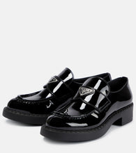 Prada Logo patent leather loafers