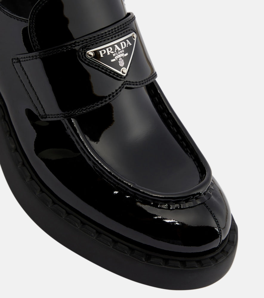 Prada Logo patent leather loafers