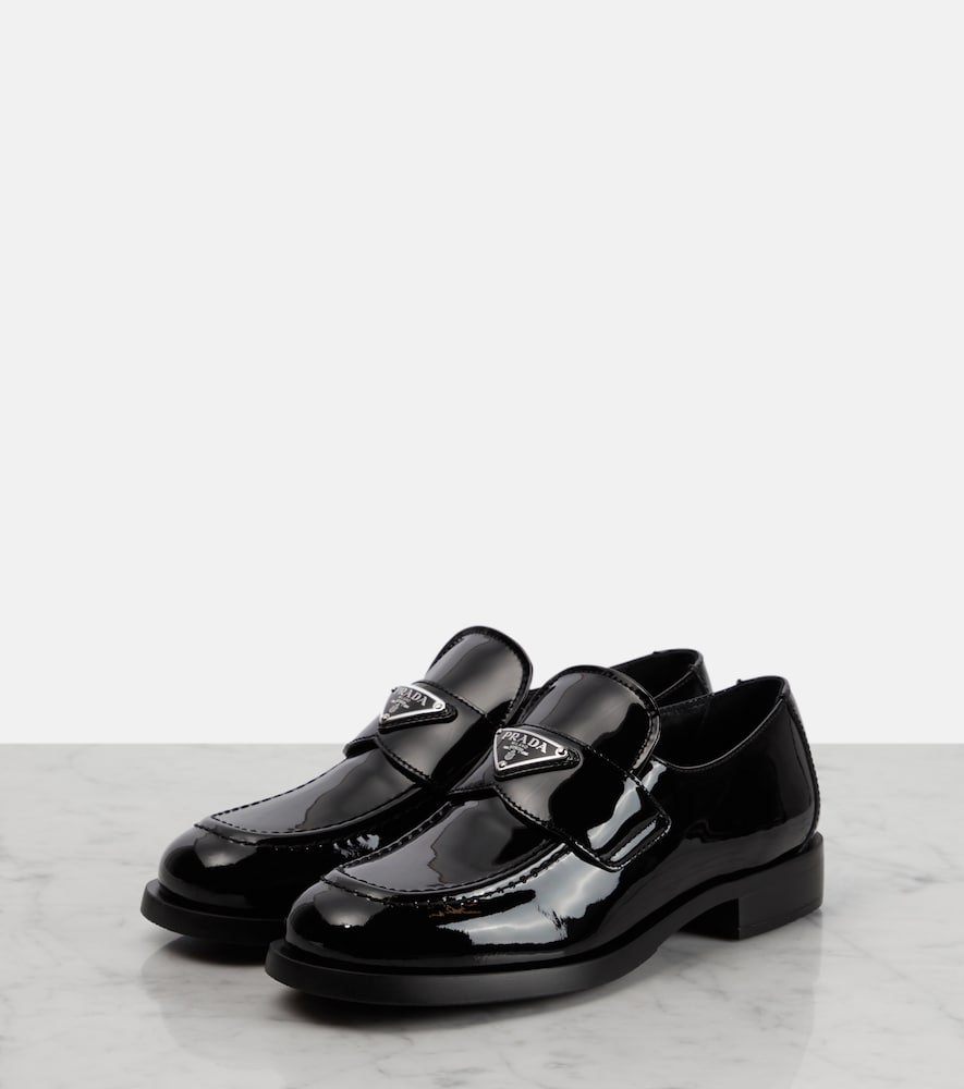 Prada Logo patent leather loafers
