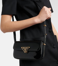 Prada Logo patent leather shoulder bag
