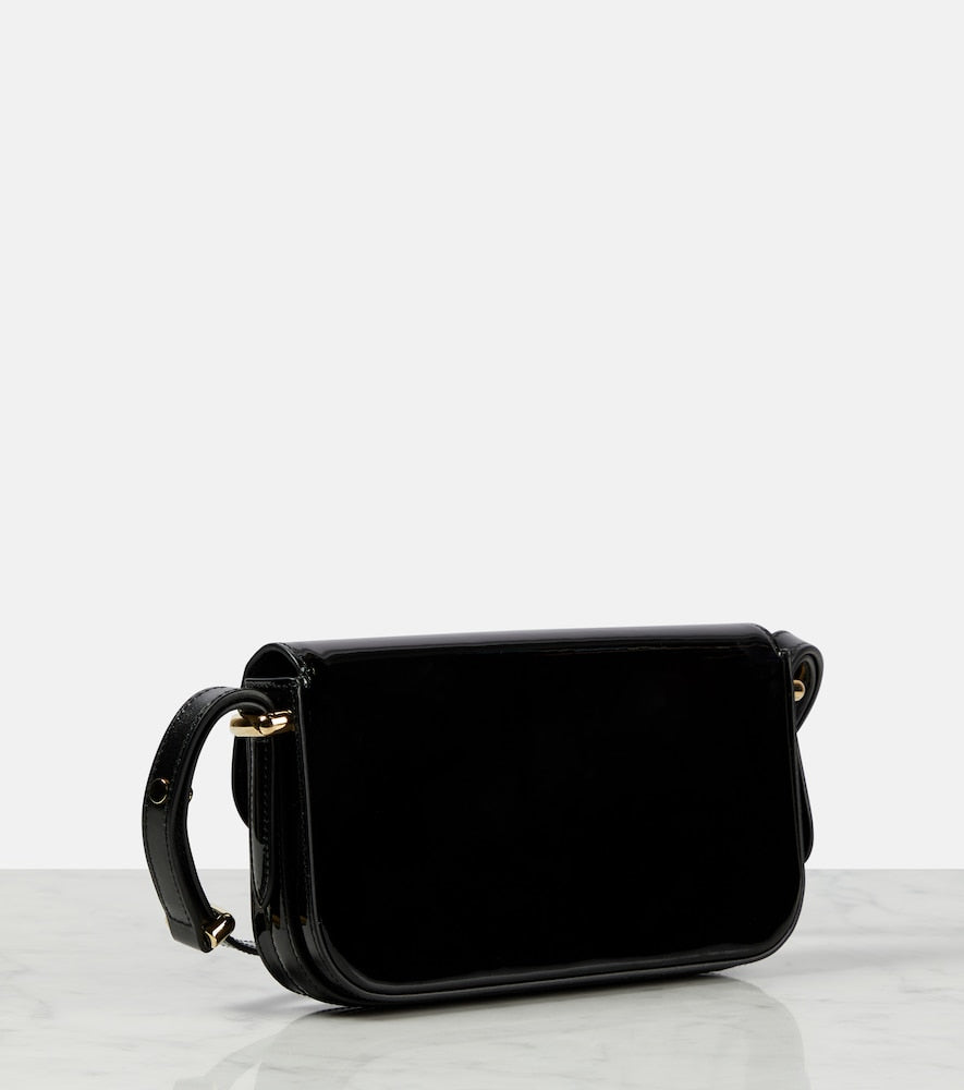 Prada Logo patent leather shoulder bag