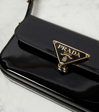 Prada Logo patent leather shoulder bag