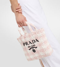 Prada Logo raffia-effect shopper