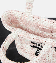 Prada Logo raffia-effect shopper