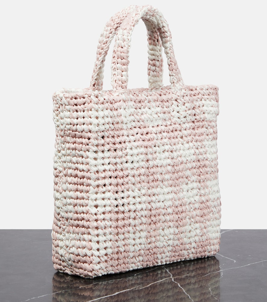 Prada Logo raffia-effect shopper