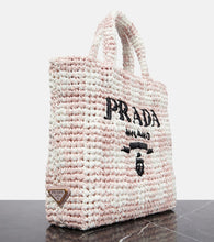 Prada Logo raffia-effect shopper