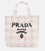 Prada Logo raffia-effect shopper - Prada Logo 拉菲草效果购物袋