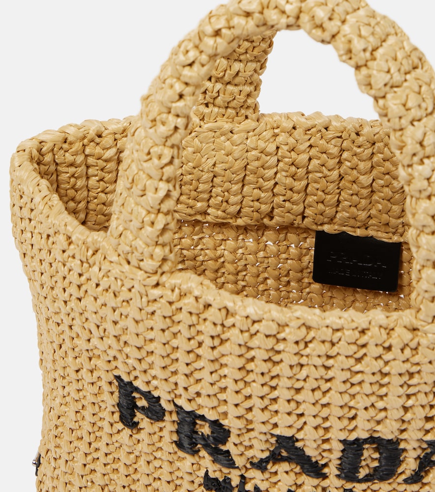 Prada Logo raffia shopper