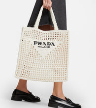 Prada Logo raffia tote bag