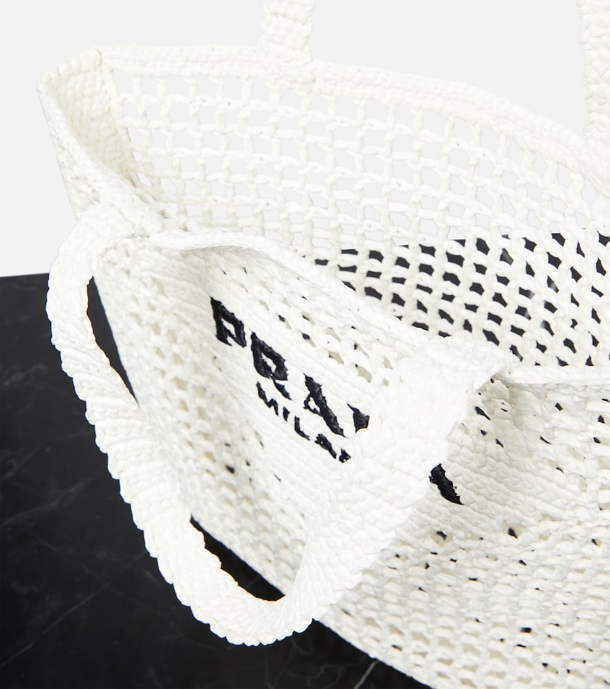Prada Logo raffia tote bag