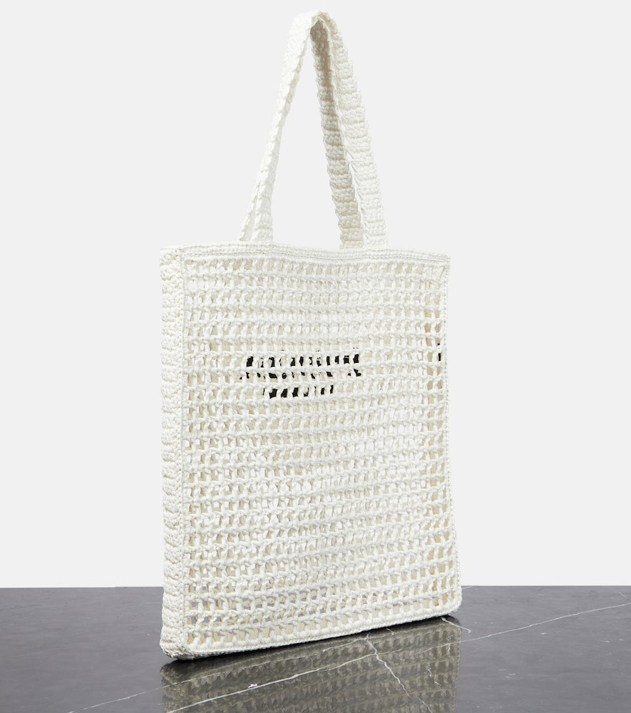Prada Logo raffia tote bag