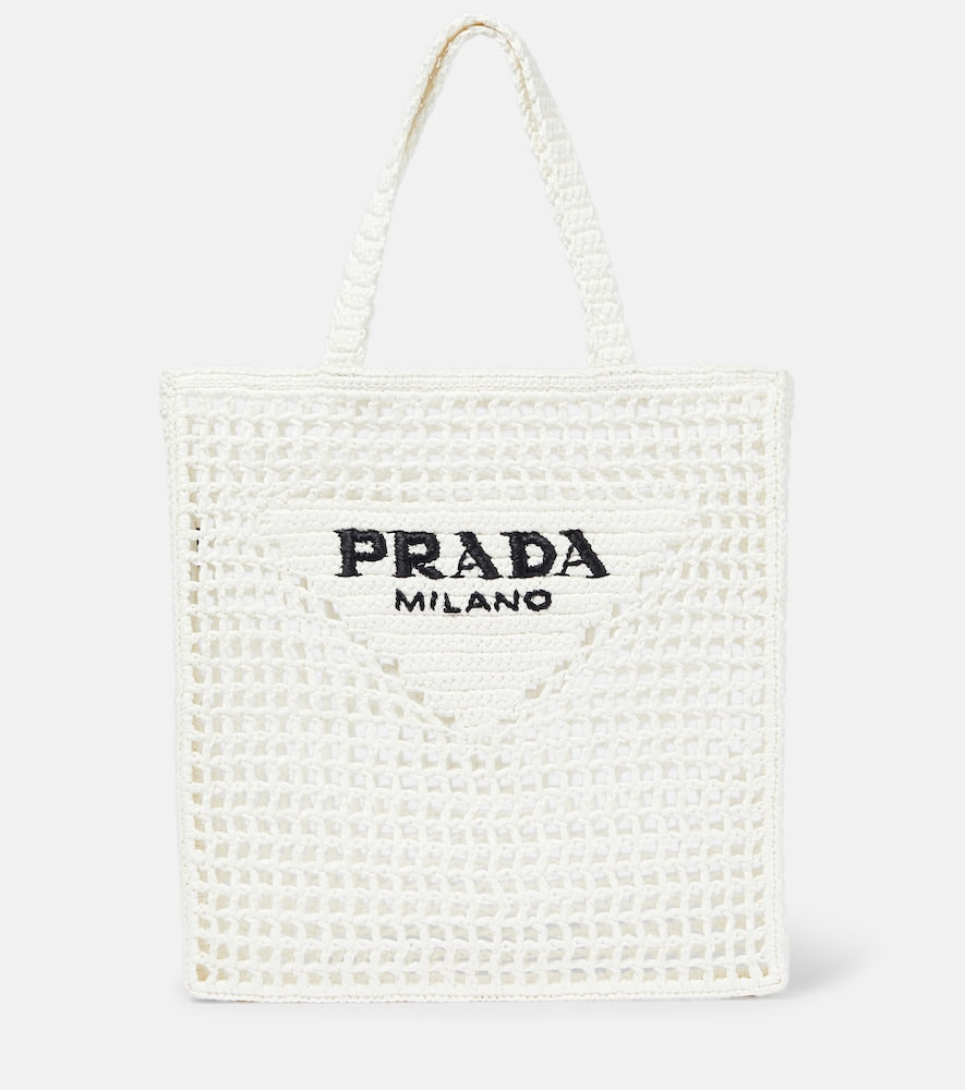 Prada Logo raffia tote bag - Prada Logo 拉菲草编织手提包