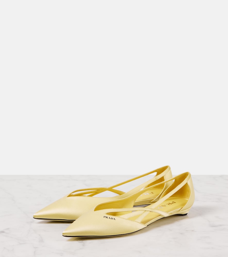 Prada Logo satin ballet flats