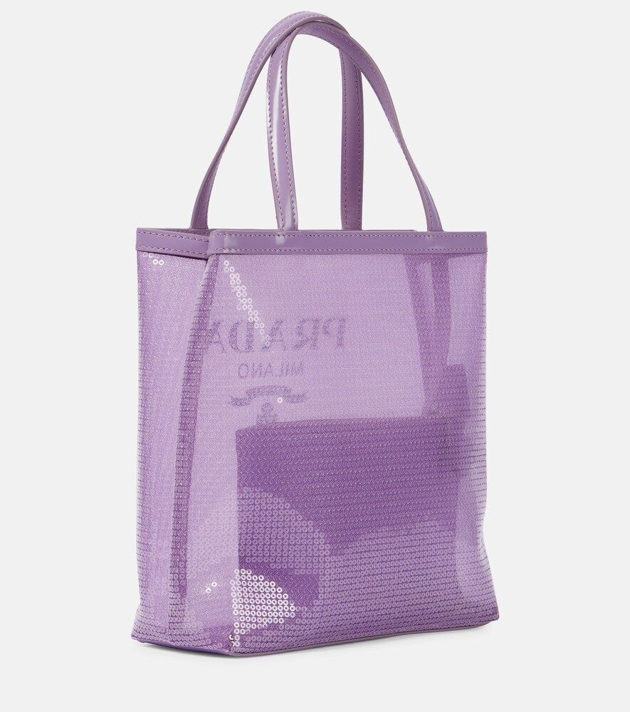 Prada Logo sequined tote