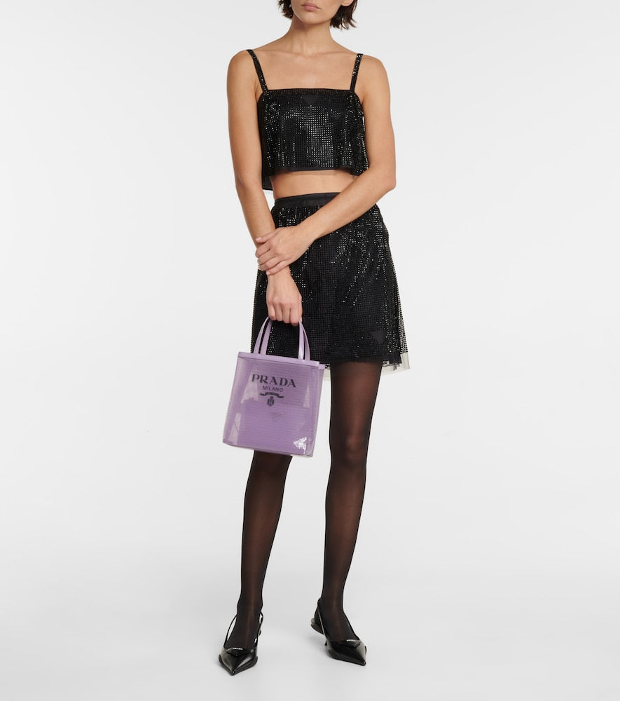 Prada Logo sequined tote