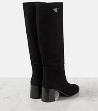 Prada Logo suede knee-high boots