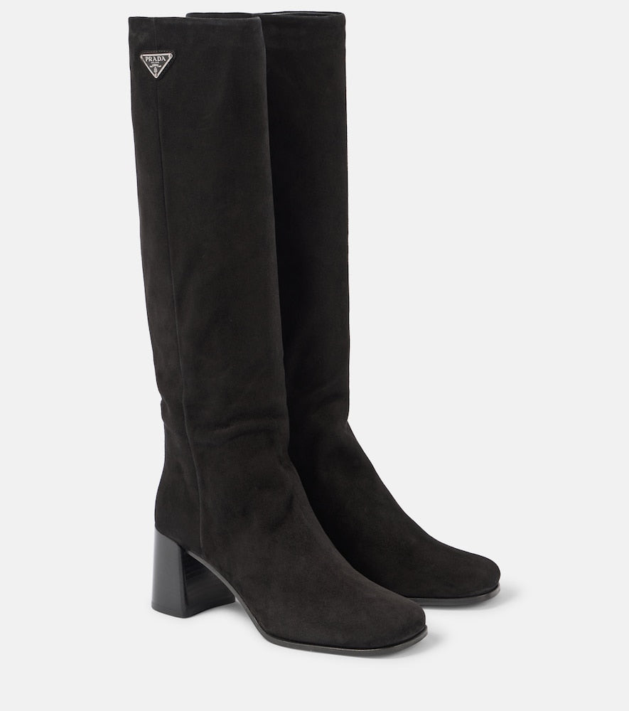 Prada Logo suede knee-high boots - Prada Logo 麂皮过膝长靴