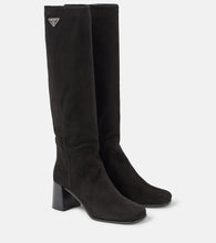 Prada Logo suede knee-high boots - Prada Logo 麂皮过膝长靴