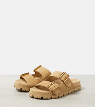 Prada Logo suede sandals