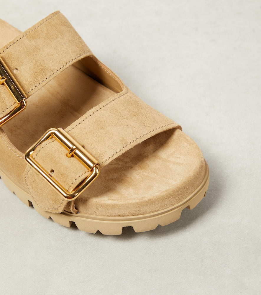 Prada Logo suede sandals