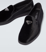 Prada Logo velvet loafers