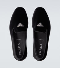 Prada Logo velvet loafers