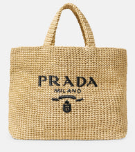 Prada Medium logo raffia tote - Prada 中号 logo 拉菲草编织手提包