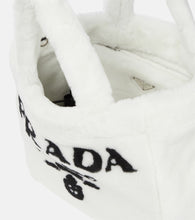 Prada Medium logo shearling tote