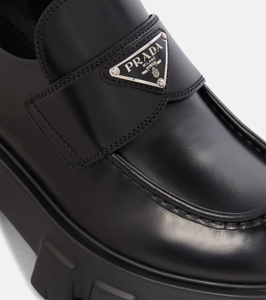 Prada Monolith brushed leather loafers