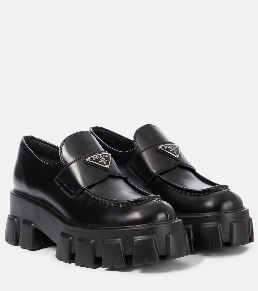 Prada Monolith brushed leather loafers - Prada Monolith 磨砂皮乐福鞋
