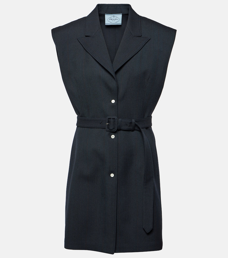 Prada Pinstripe oversized virgin wool vest - Prada 细条纹超大款羊毛背心