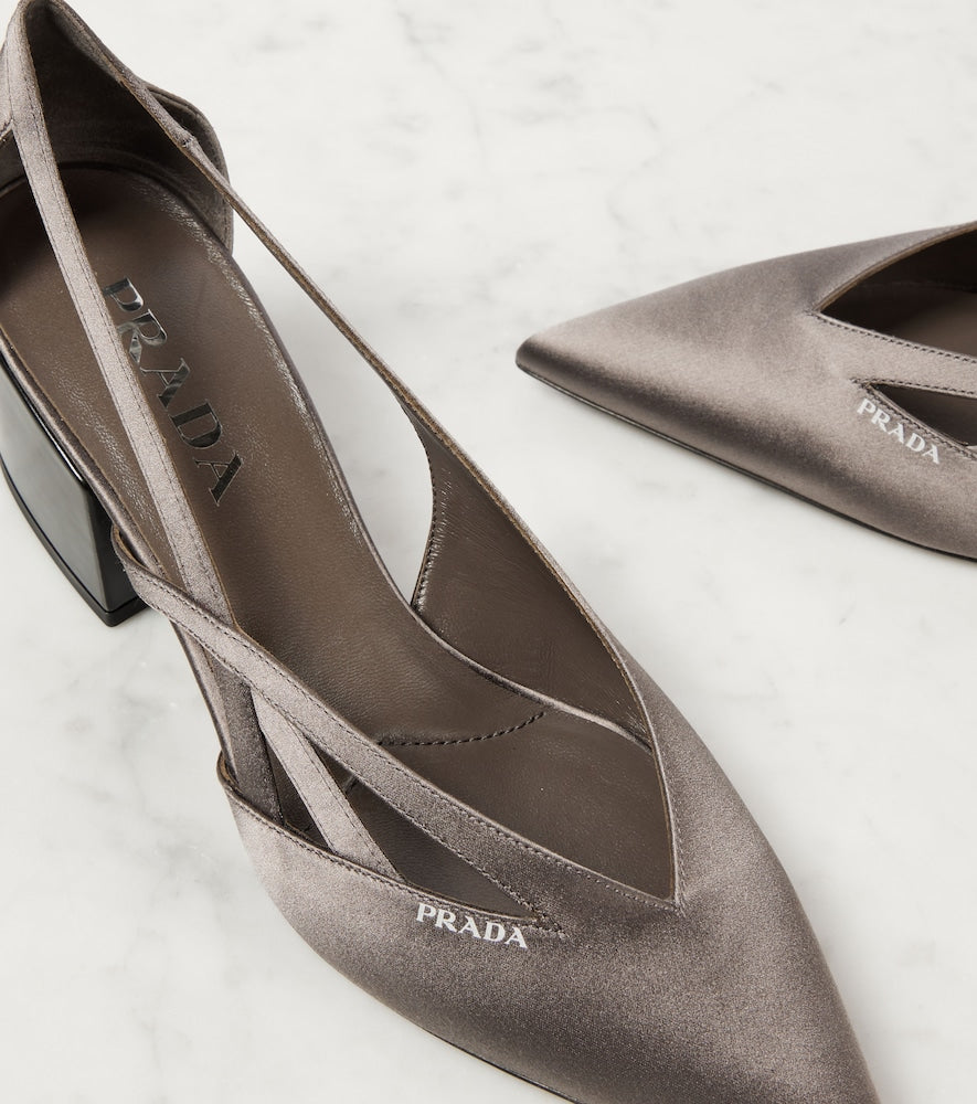 Prada Pointy 55 cutout satin pumps