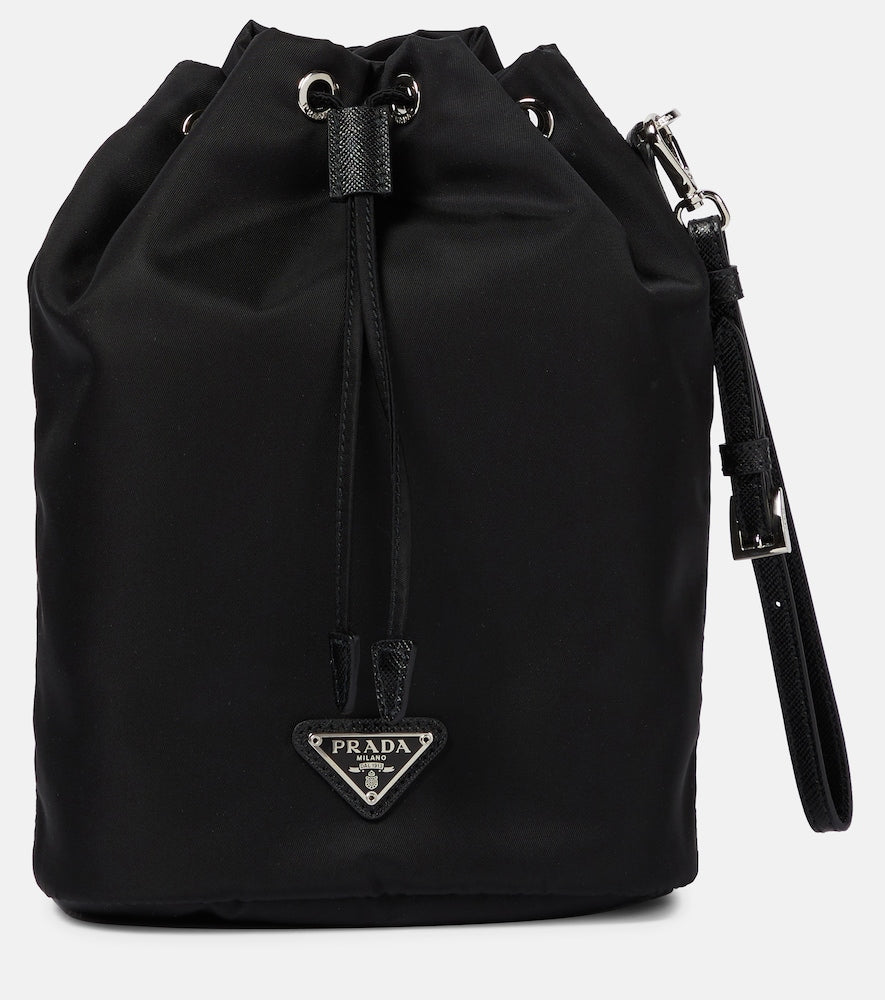 Prada Re-Nylon leather-trimmed bucket bag - Prada Re-Nylon 皮革饰边水桶包